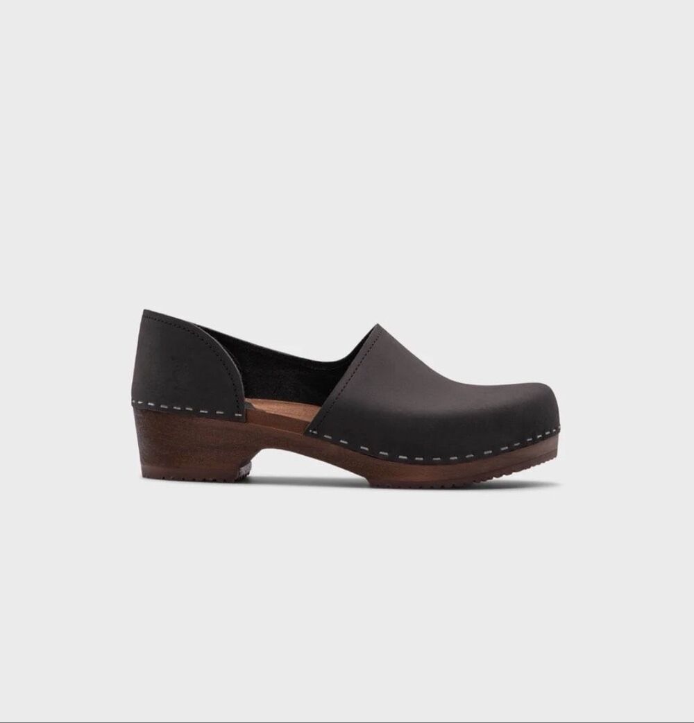 SANDGRENS Black Brett Low Closed Back Clogs- EU38/US 7.5